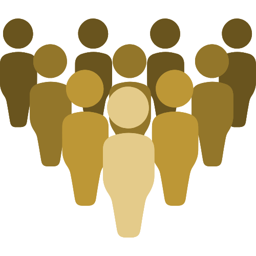 Stylized people figures in a group formation.